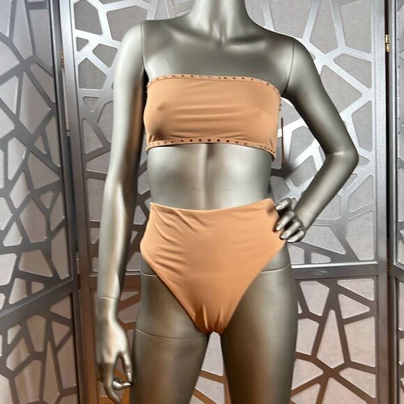 SKIMS Other - Skims Rhinestones Bandeau High waisted Nude Bikini S